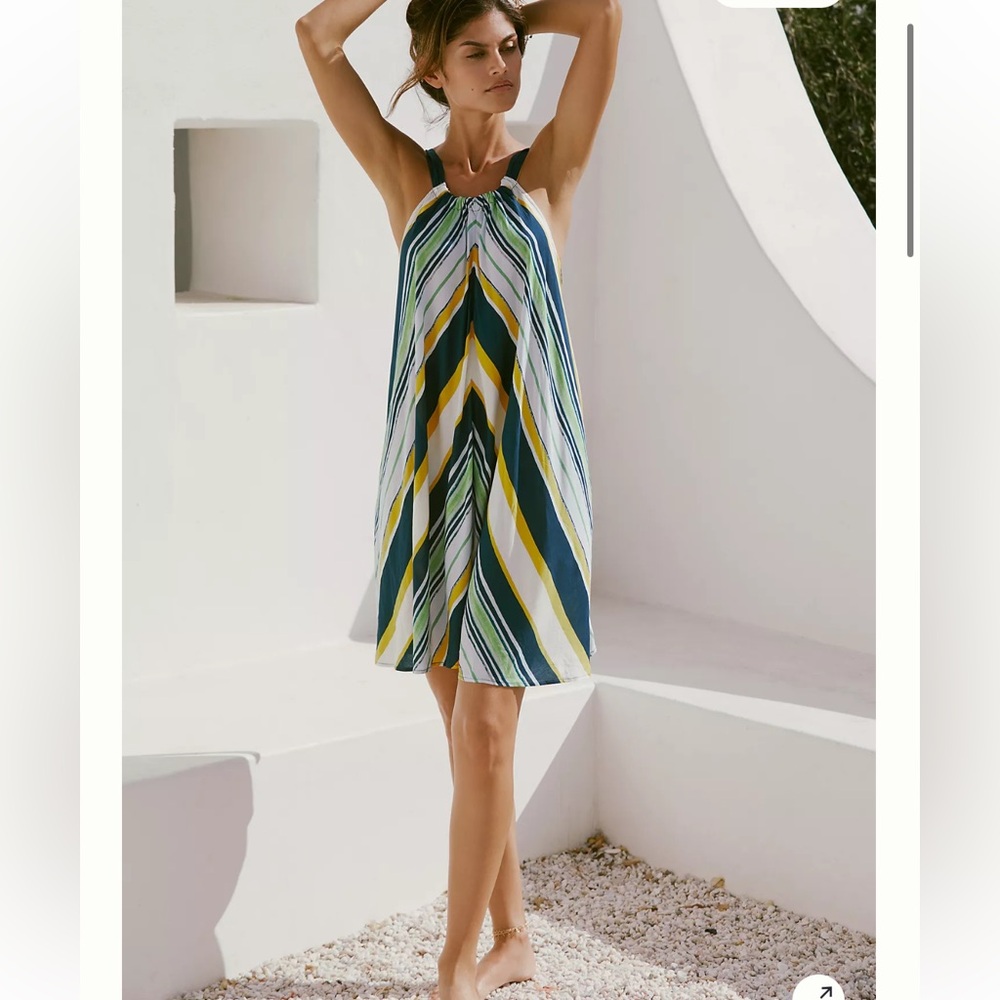 H10 Anthropologie Halter Bow-Back‎ Mini Dress